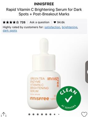 Innisfree Green Tea Enzyme Vitamin C Brightening Serum - Green